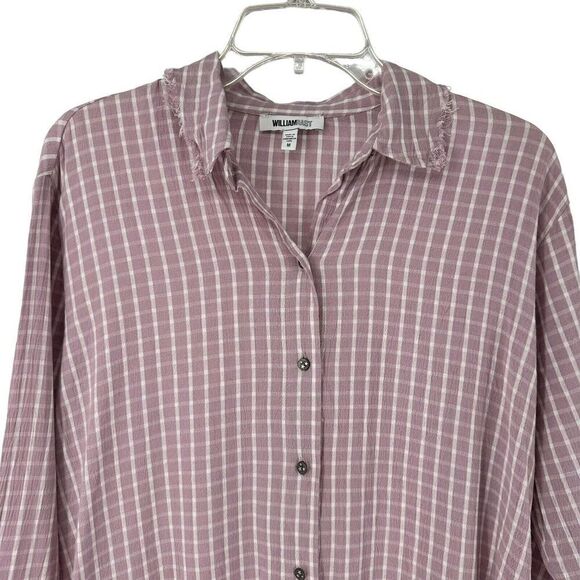 William Rast Tunic Mauve Pink Plaid Side Slit Long Sleeve Button Up Size M Angel - Picture 3 of 12